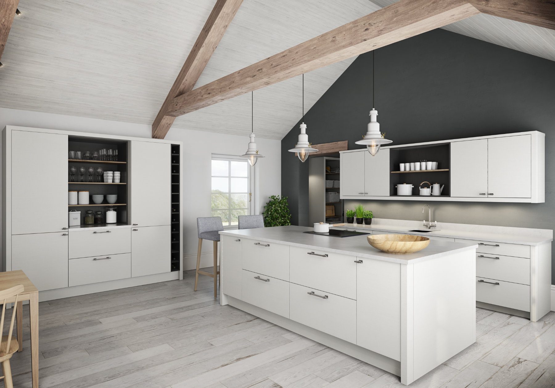 Daval Light Matt Kitchen With Island | Eat Soak Sleep, Rugby