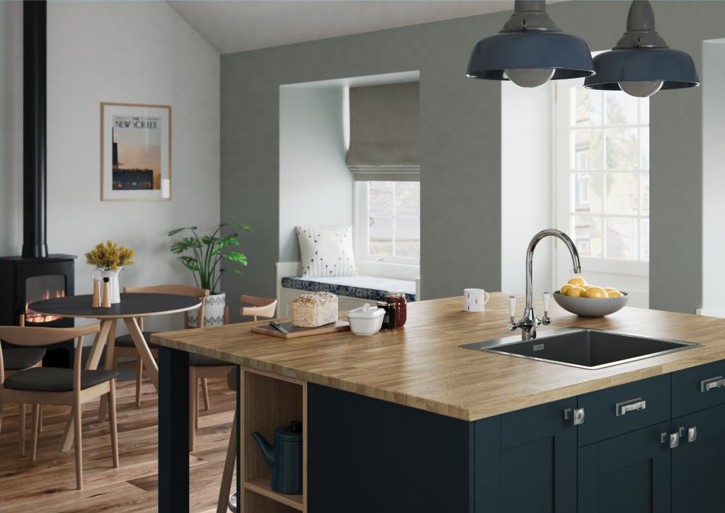 Small Kitchens Rugby - Daval Open Plan Shaker Kitchen | Eat Soak Sleep, Rugby