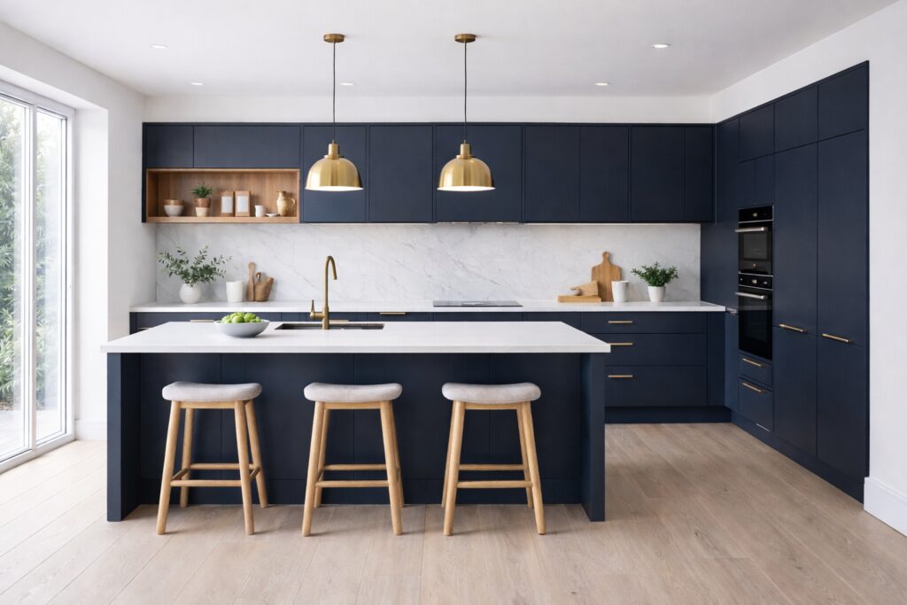 blue kitchens Rugby | Eat Soak Sleep, Rugby