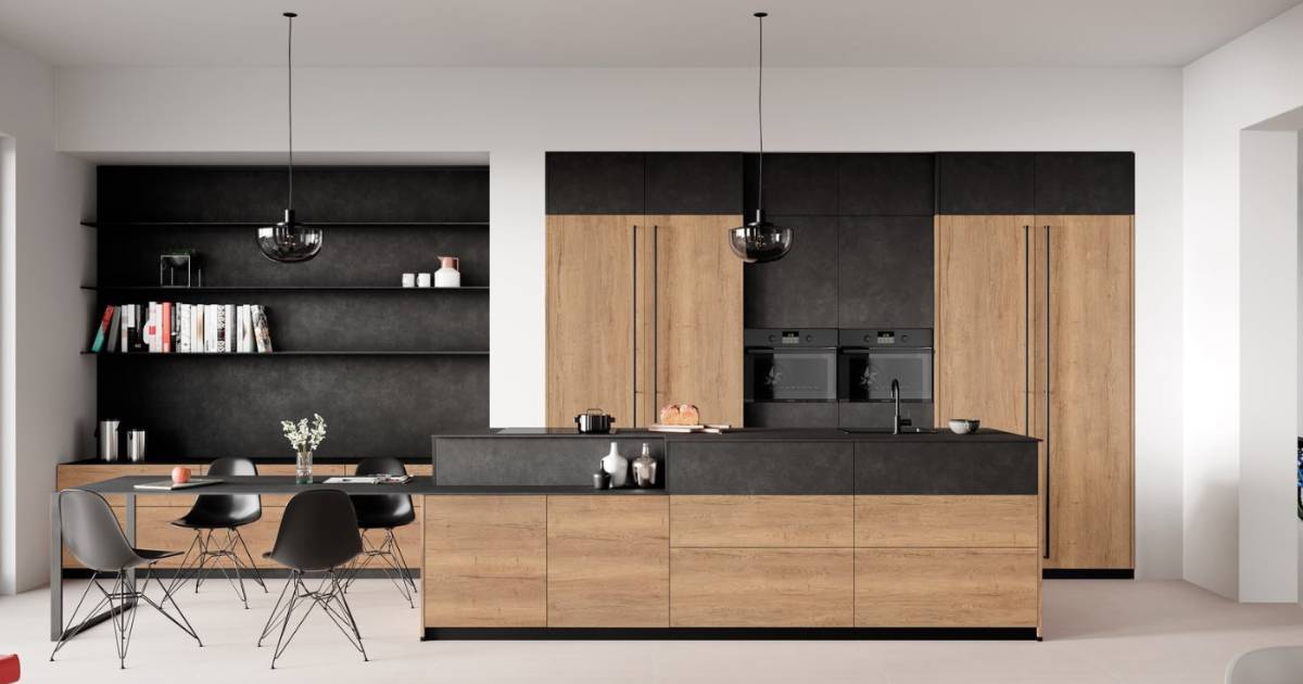 Rotpunkt Brushed Metal Dark Handleless Kitchen With Island | Eat Soak Sleep, Rugby